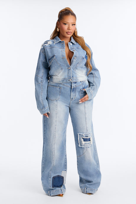 No Return Reconstructed Cropped Denim Jacket