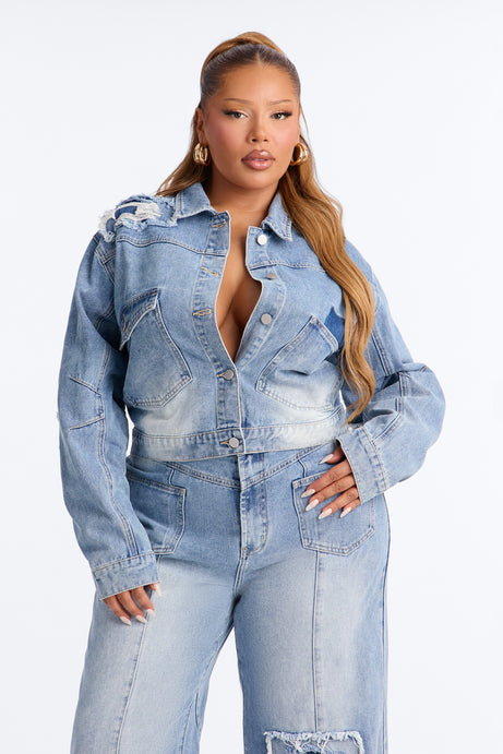 No Return Reconstructed Cropped Denim Jacket