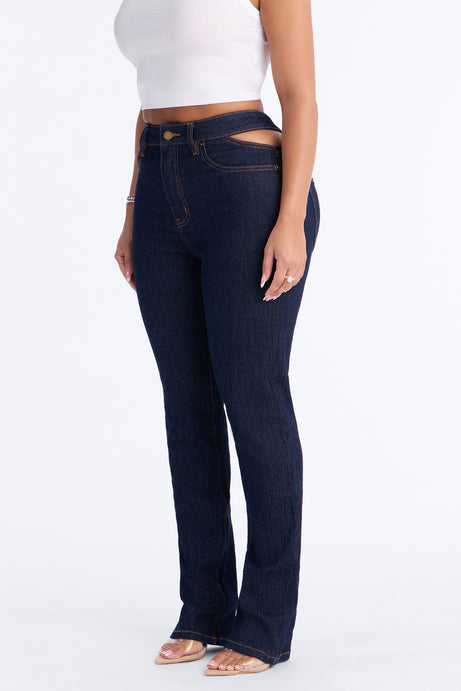 Roma Cut Out Straight Leg Cigarette Jeans