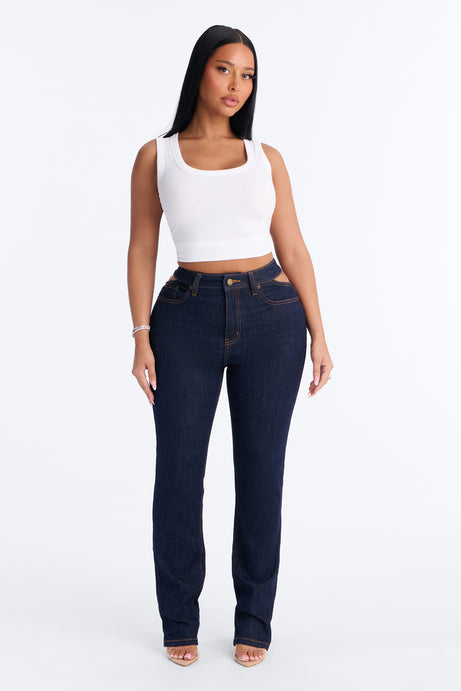 Roma Cut Out Straight Leg Cigarette Jeans