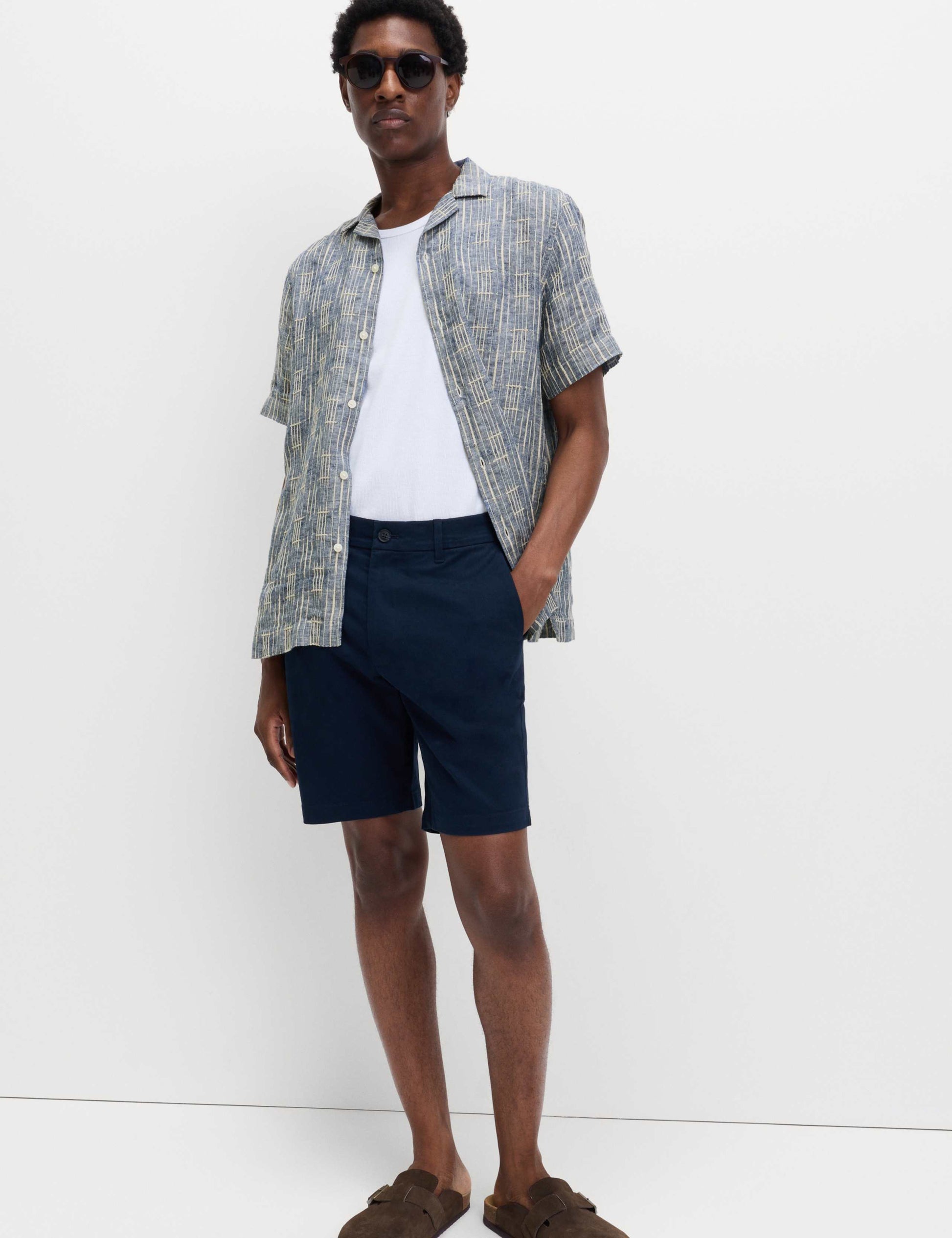 Regular Fit Linen Rich Printed Shirt
