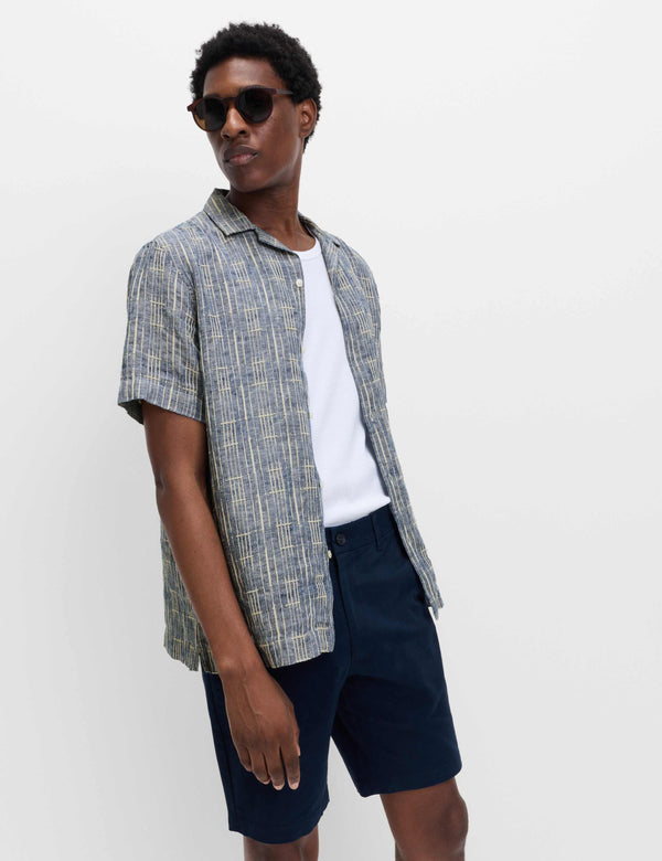 Regular Fit Linen Rich Printed Shirt