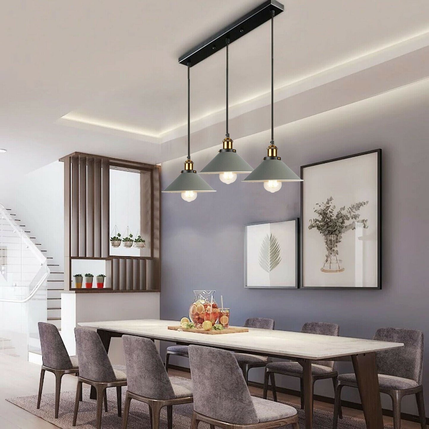 Vintage 3-Light Pendant Lamp Hanging Light Fixture ~1301 - Interactive Group