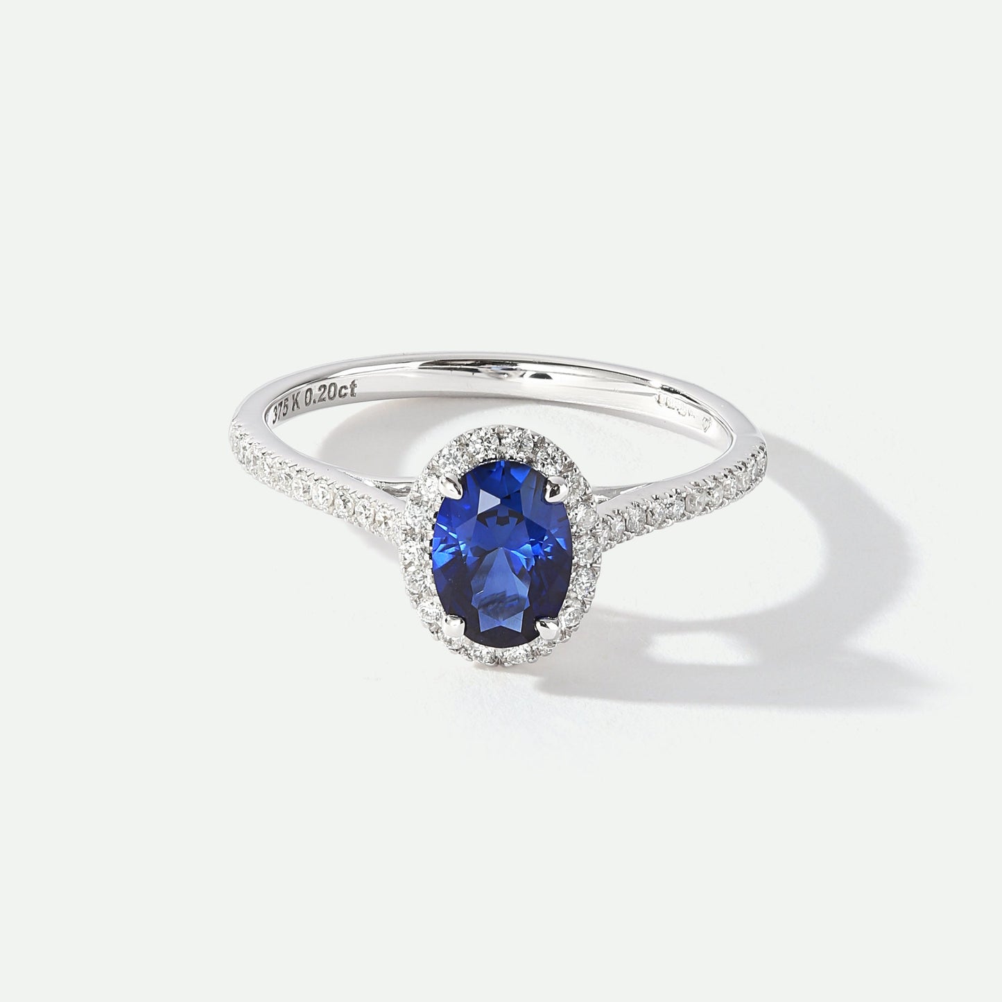 Rosalind | 9ct White Gold 0.20ct tw Lab Grown Diamond and Created Sapphire Ring - Interactive Group
