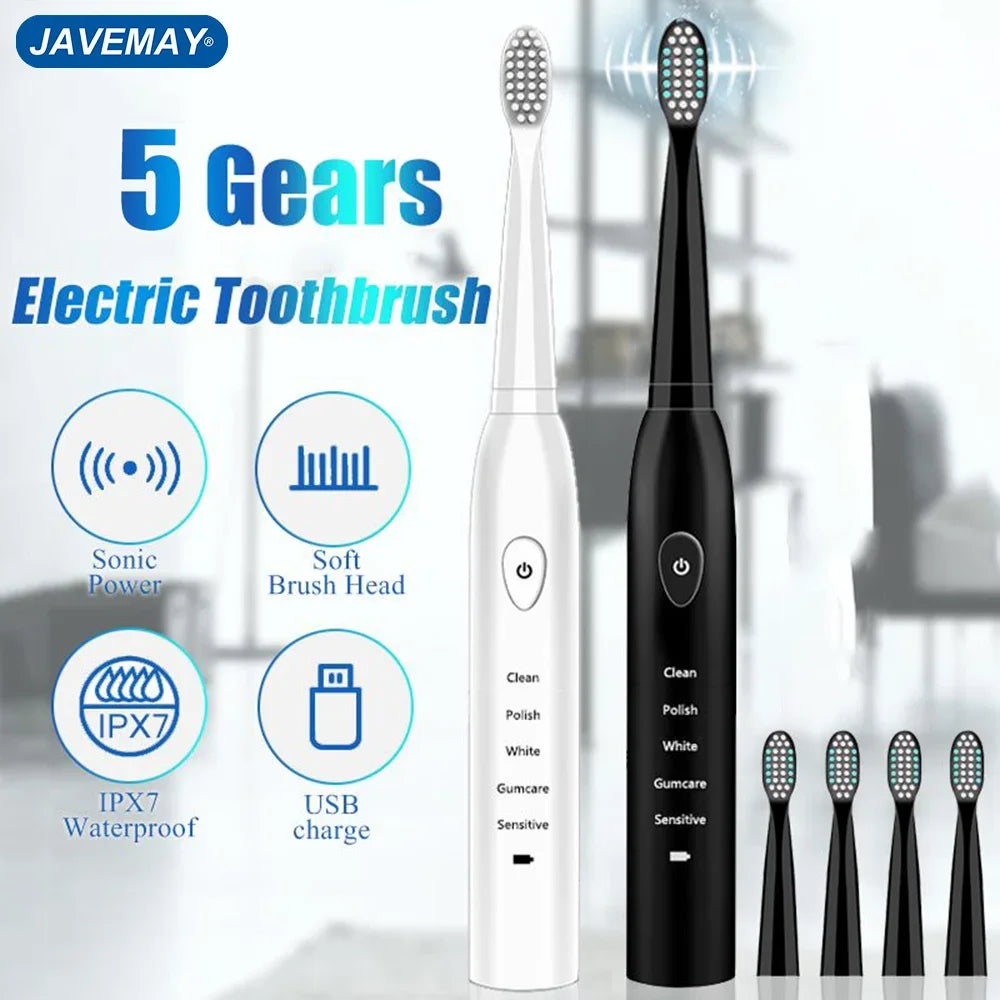 Powerful Ultrasonic Sonic Electric Toothbrush USB Charge Rechargeable Brush - Interactive Group