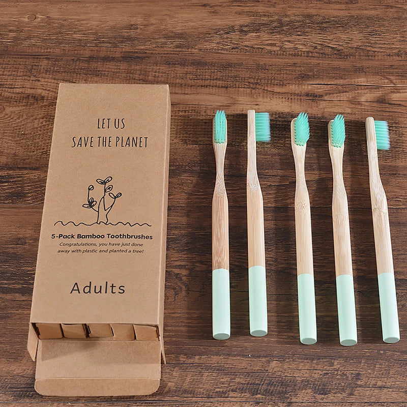 5Pack Adult Bamboo Toothbrush - Interactive Group