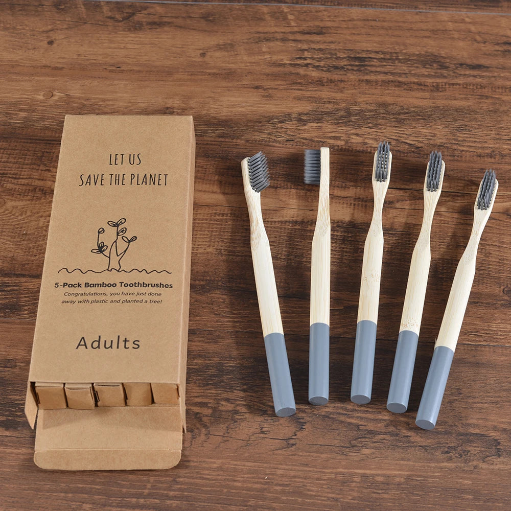 5Pack Adult Bamboo Toothbrush - Interactive Group