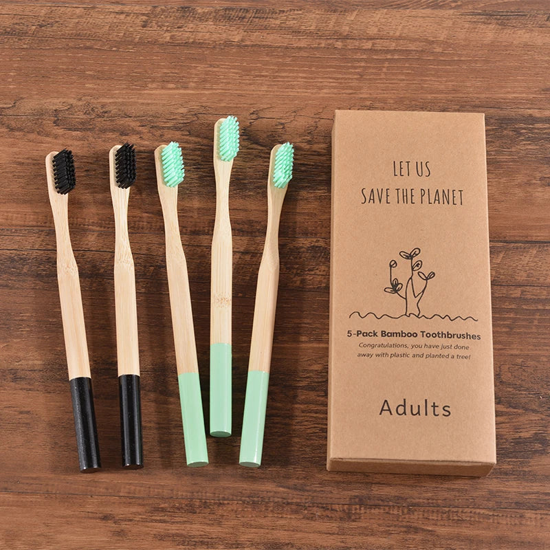 5Pack Adult Bamboo Toothbrush - Interactive Group