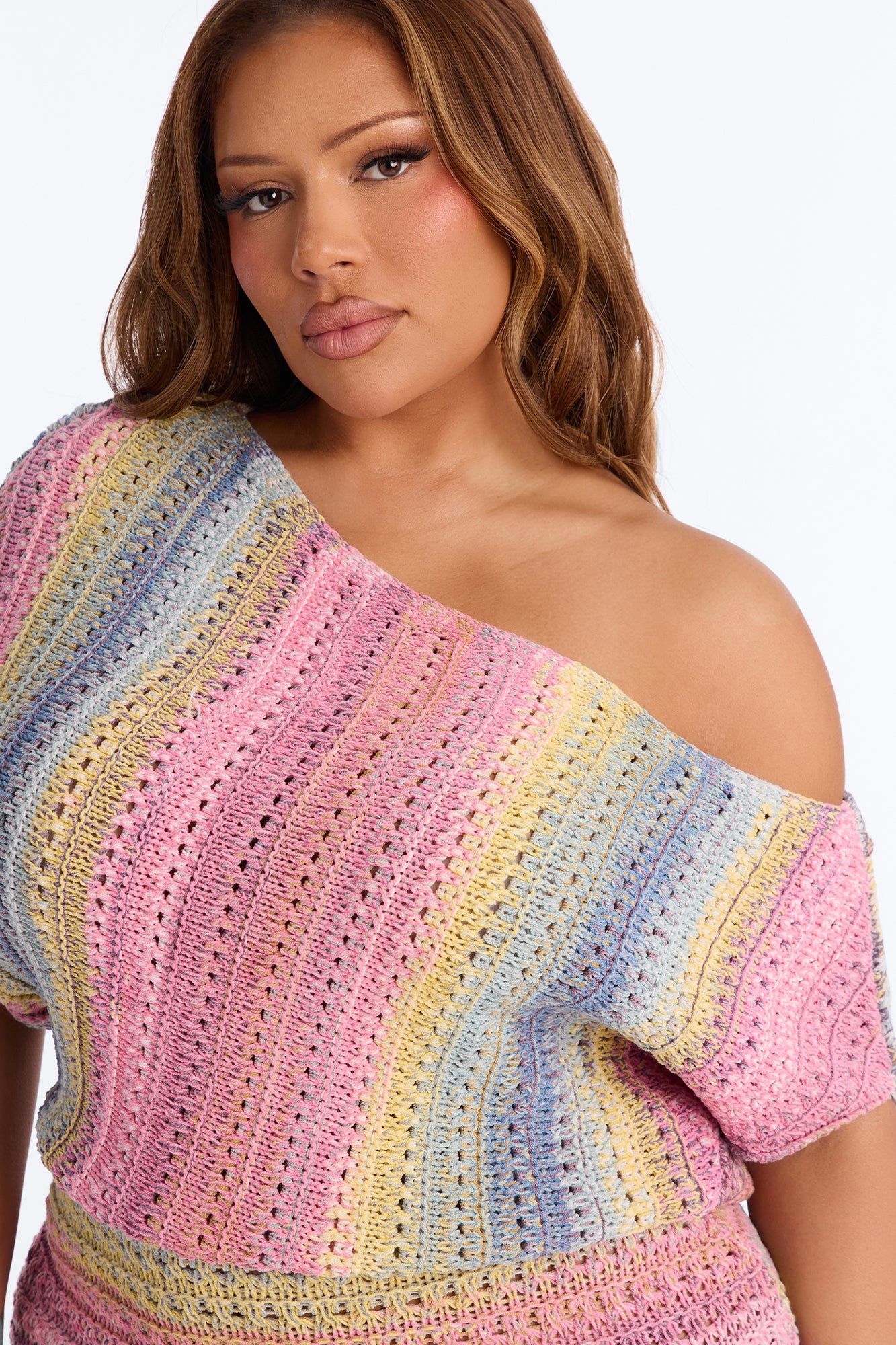 Jayla One Shoulder Sweater Mini Dress - MultiColor