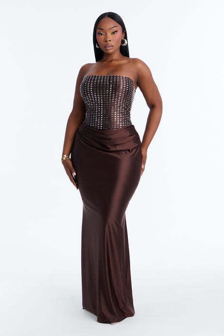 Gia Rhinestone Strapless Gown