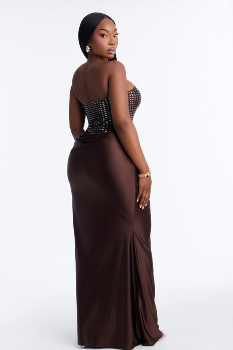 Gia Rhinestone Strapless Gown