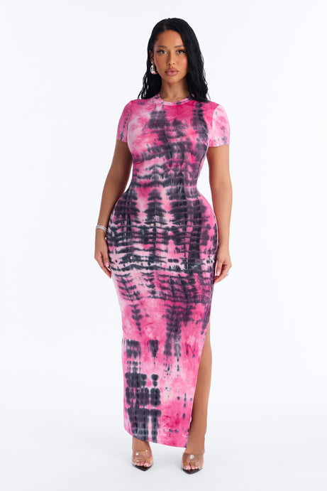 Raven Tie Dye Maxi Dress - Pink/combo