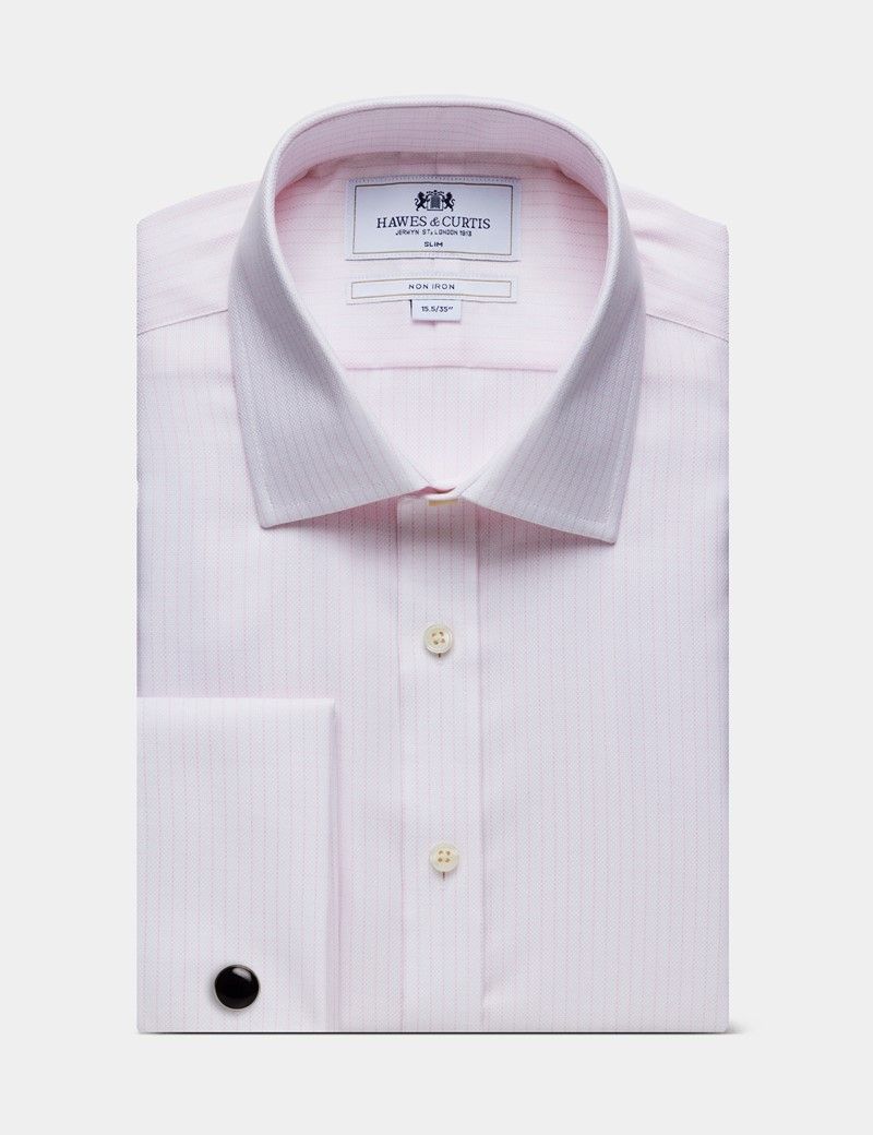 Slim Fit Pink & White Mini Check Non-Iron Shirt
