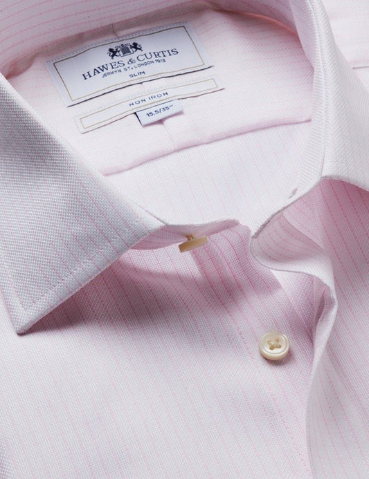 Slim Fit Pink & White Mini Check Non-Iron Shirt