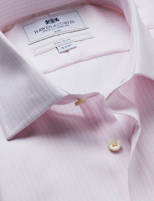 Slim Fit Pink & White Mini Check Non-Iron Shirt
