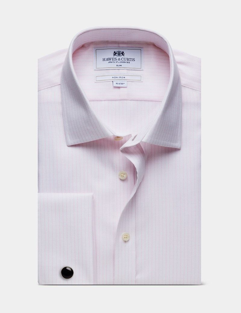 Slim Fit Pink & White Mini Check Non-Iron Shirt
