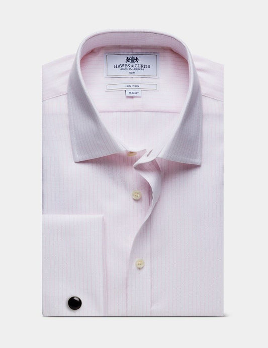 Slim Fit Pink & White Mini Check Non-Iron Shirt