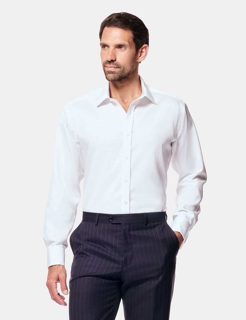 Slim Fit White Twill Non-Iron Shirt