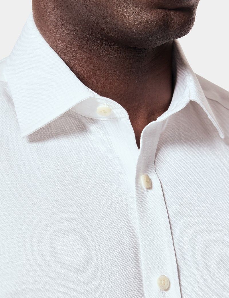 Slim Fit White Pique Non-Iron Shirt