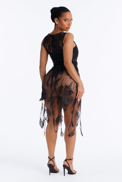 Midnight Lace Midi Dress