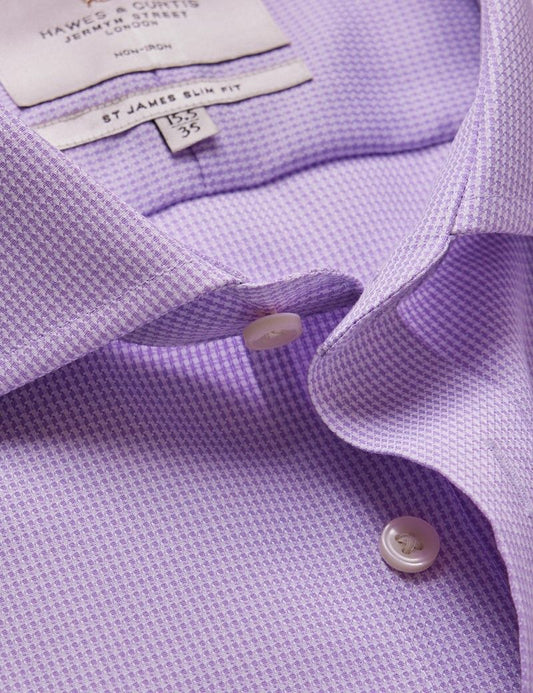 Slim Lilac & White Dogtooth Twill Non-Iron Shirt
