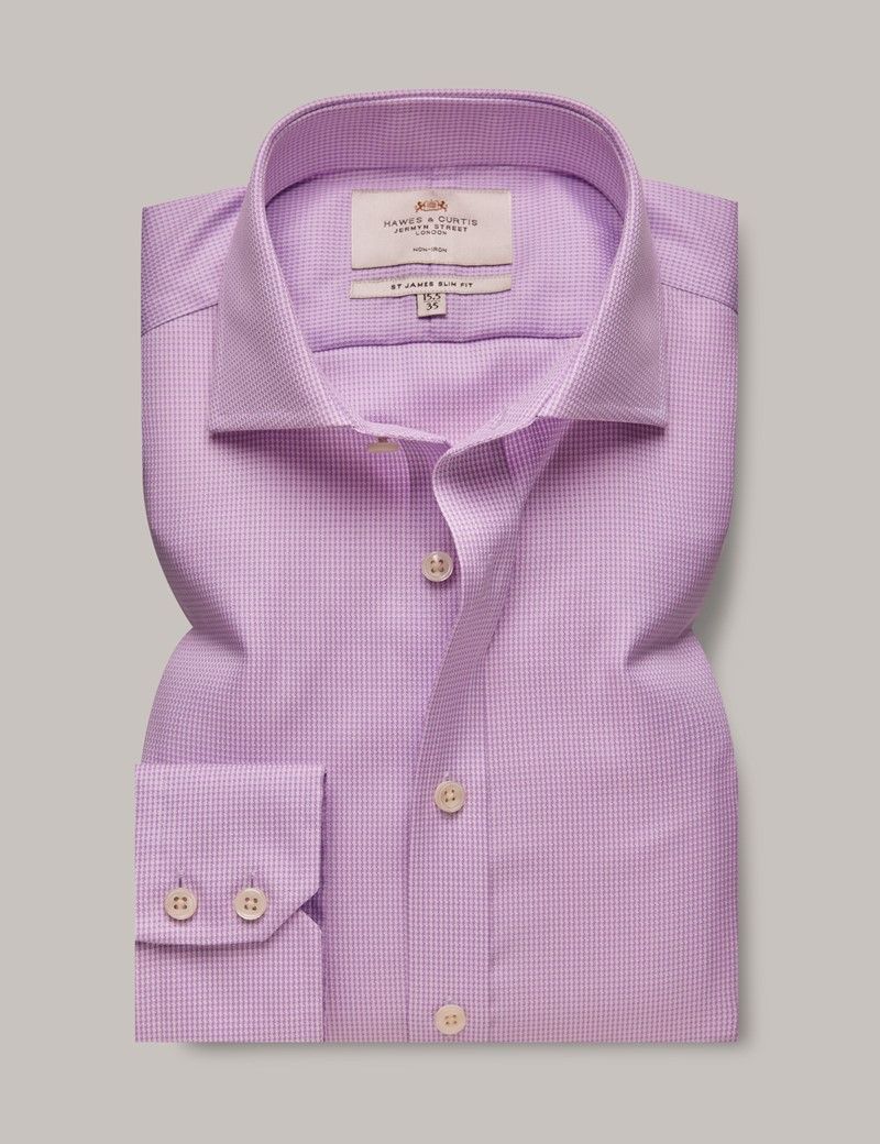 Slim Lilac & White Dogtooth Twill Non-Iron Shirt