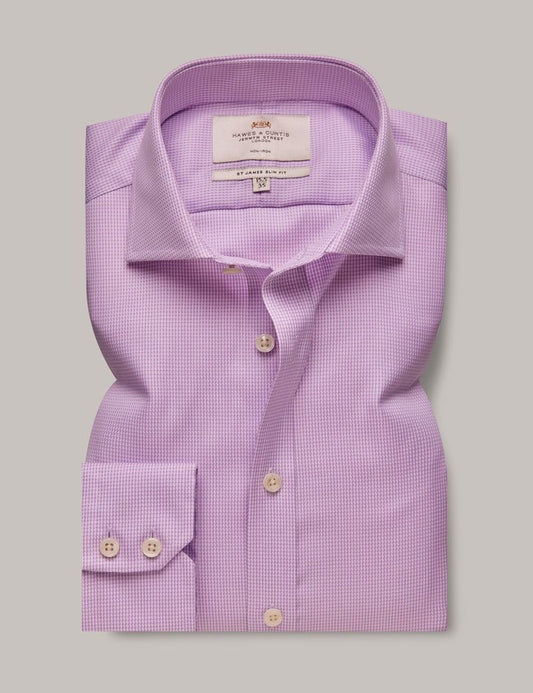 Slim Lilac & White Dogtooth Twill Non-Iron Shirt