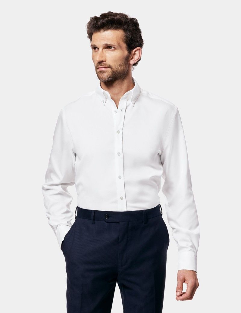 Slim Fit White Pin Point Non-Iron Oxford Shirt