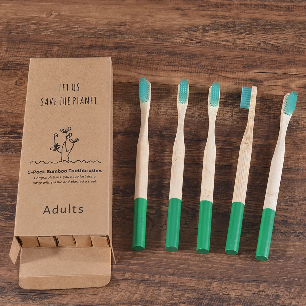 5Pack Adult Bamboo Toothbrush - Interactive Group