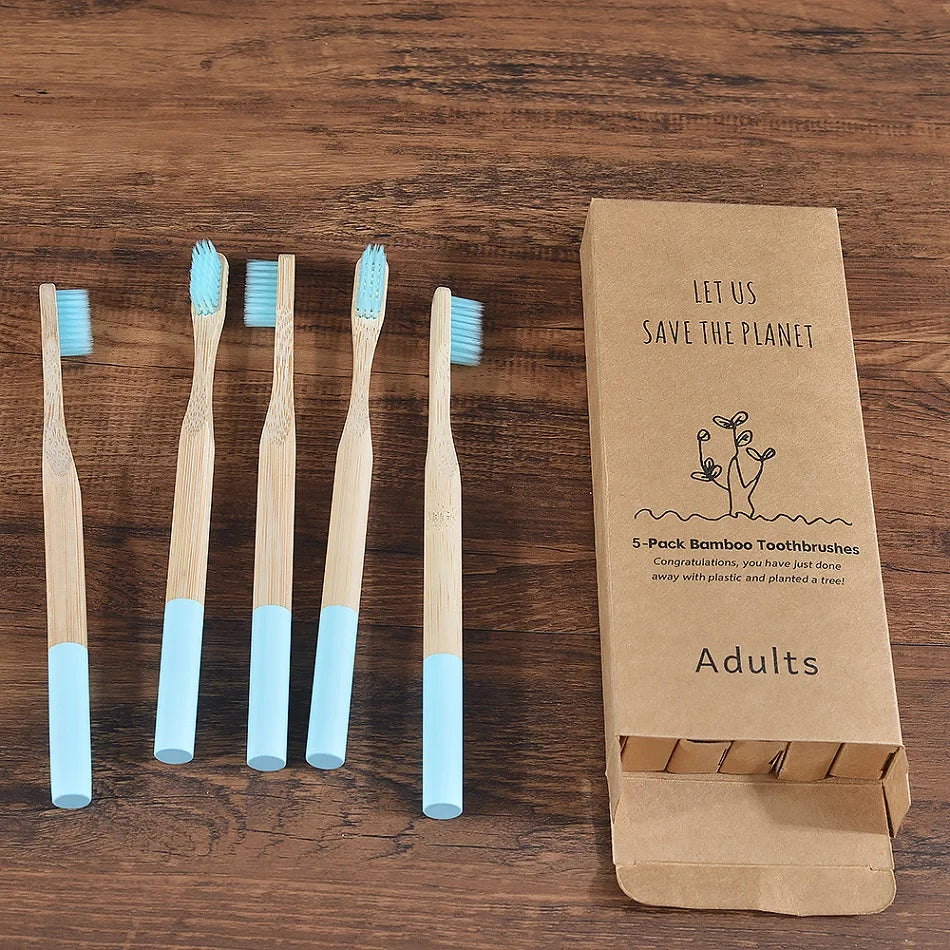 5Pack Adult Bamboo Toothbrush - Interactive Group