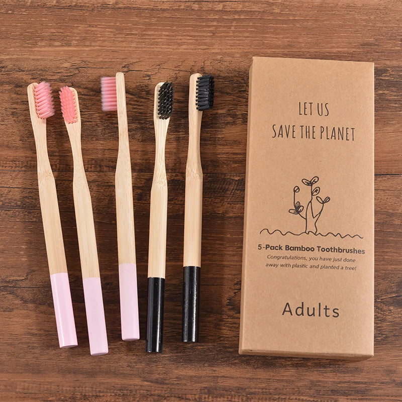 5Pack Adult Bamboo Toothbrush - Interactive Group
