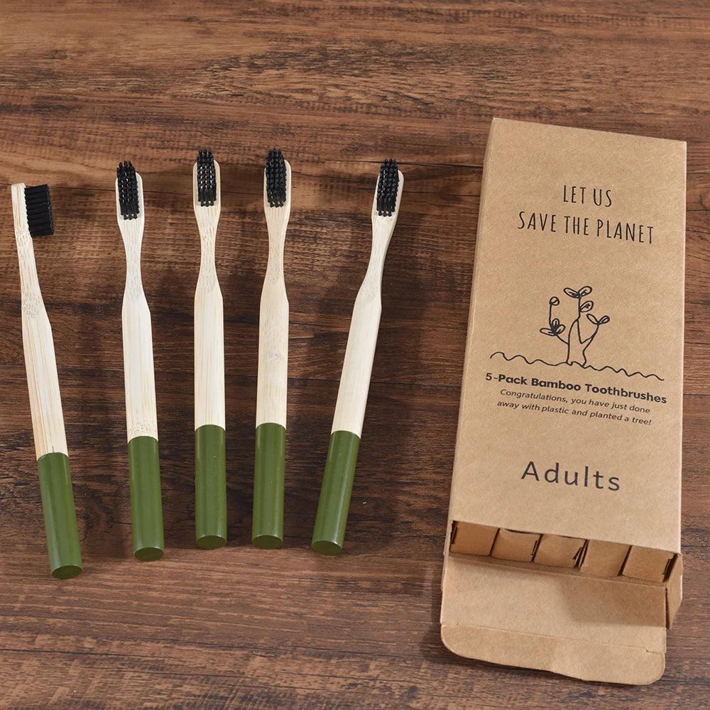 5Pack Adult Bamboo Toothbrush - Interactive Group