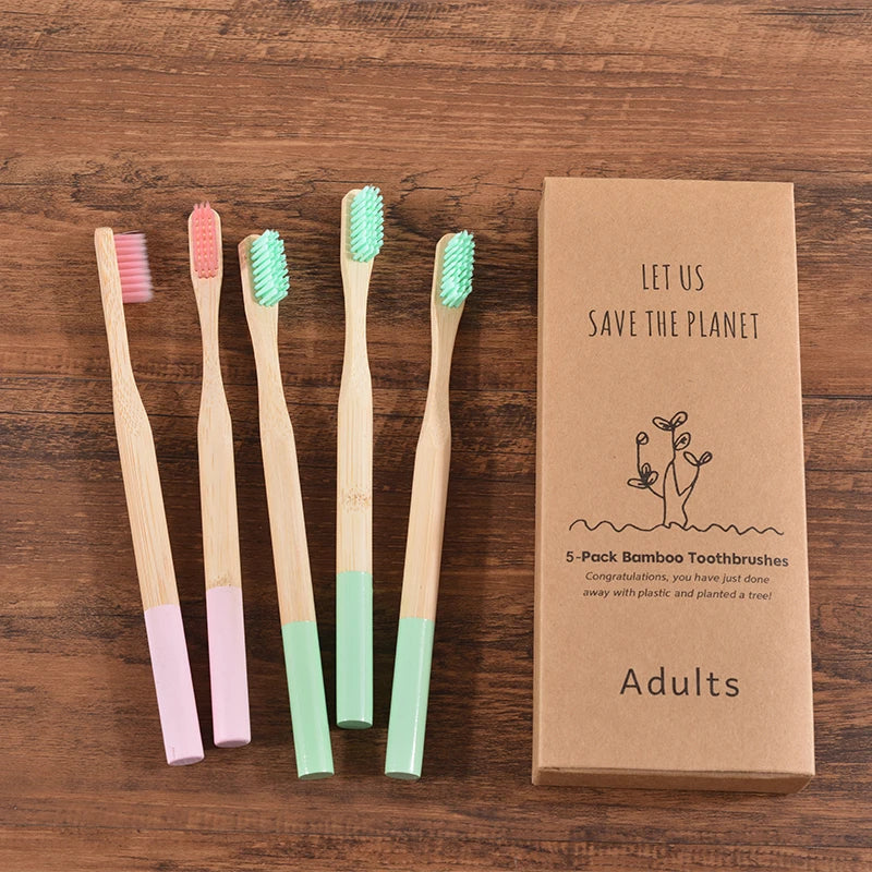 5Pack Adult Bamboo Toothbrush - Interactive Group