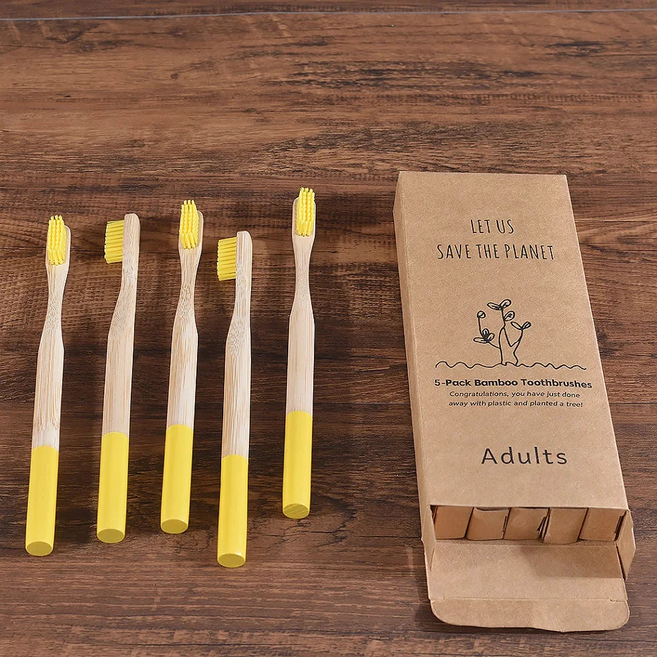 5Pack Adult Bamboo Toothbrush - Interactive Group