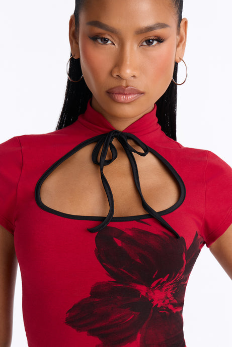 Blossoming Romance Tie Front Tee