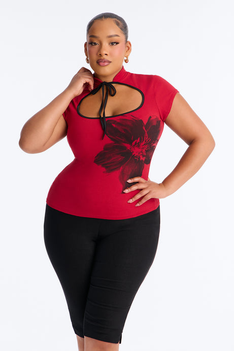 Blossoming Romance Tie Front Tee