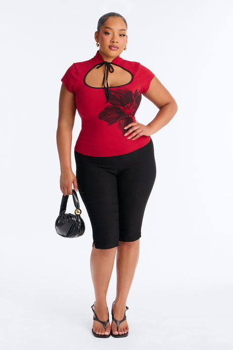 Blossoming Romance Tie Front Tee
