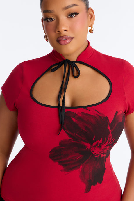 Blossoming Romance Tie Front Tee