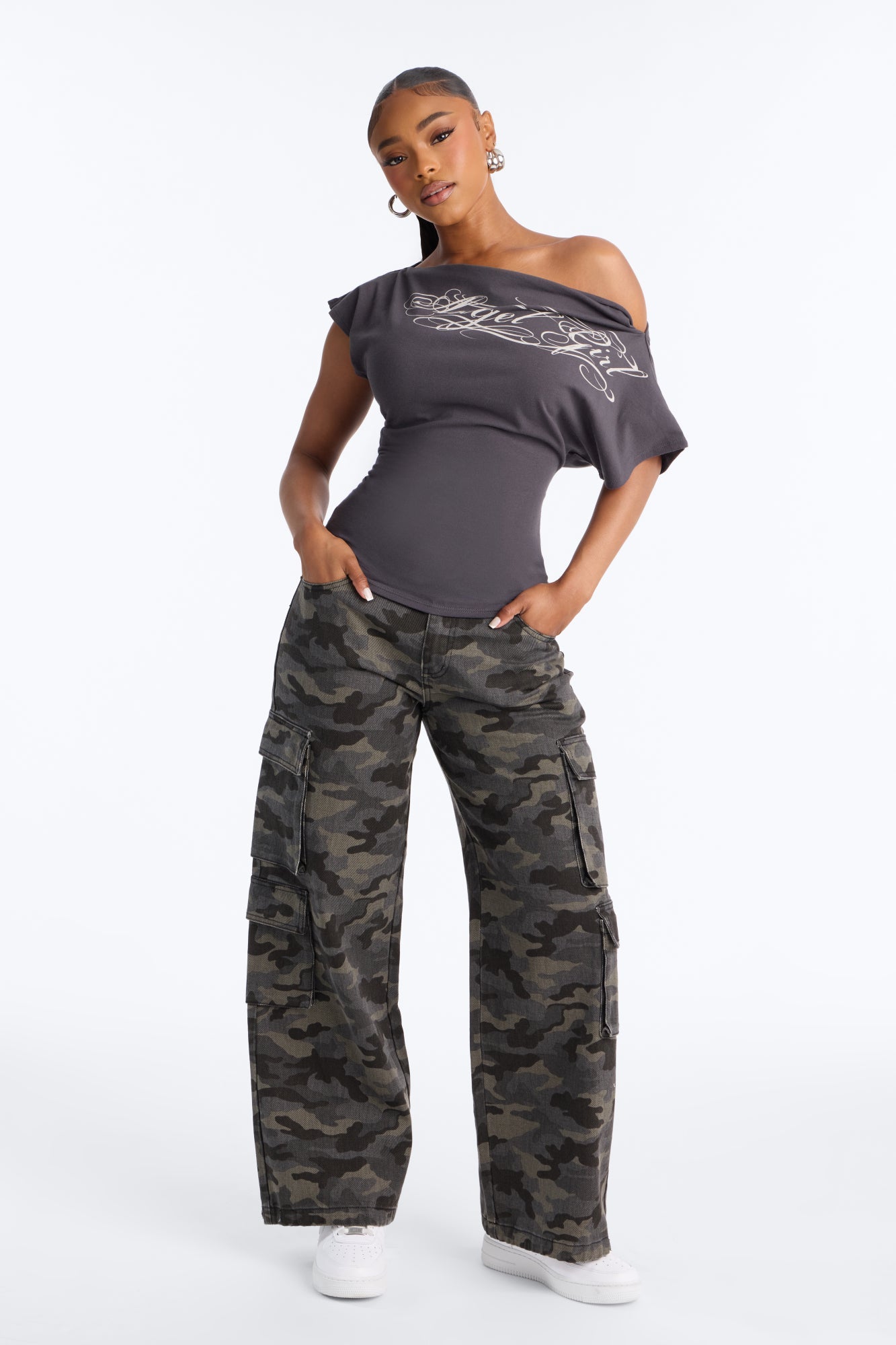 Angel Girl Off Shoulder Fitted Tee