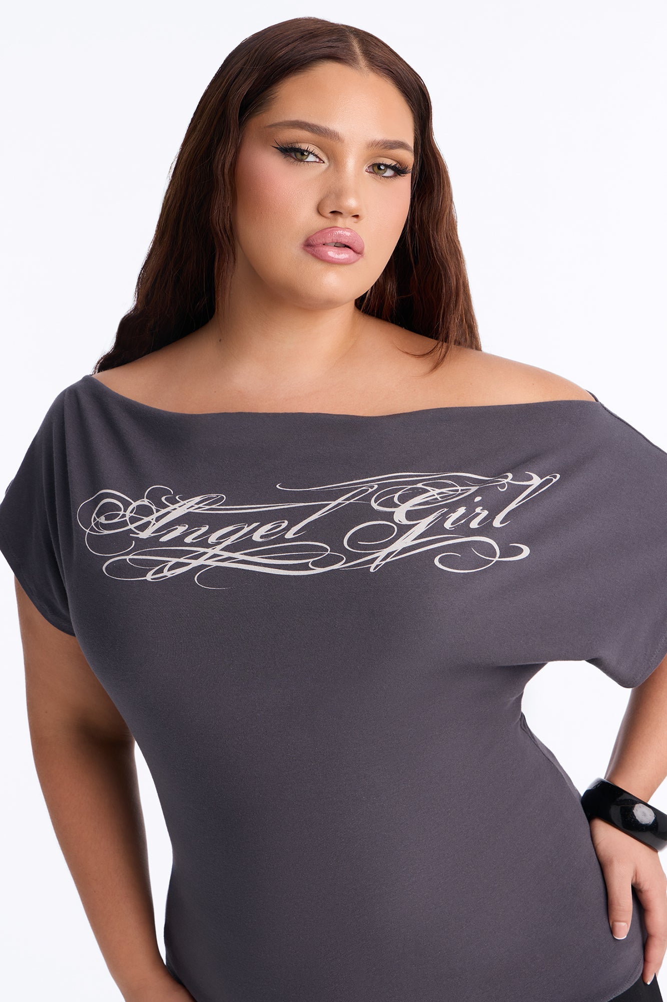 Angel Girl Off Shoulder Fitted Tee