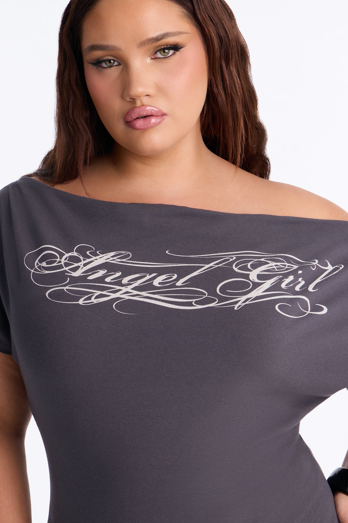 Angel Girl Off Shoulder Fitted Tee
