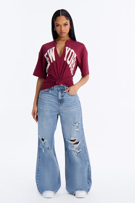 New York Girl T-Shirt - Burgundy