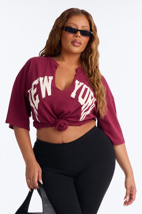 New York Girl T-Shirt - Burgundy