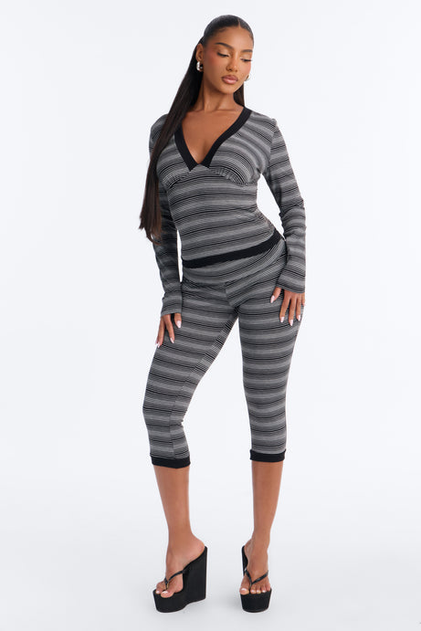 Cyndi Striped Capri Pant Set