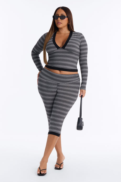 Cyndi Striped Capri Pant Set