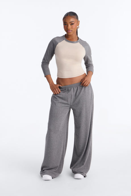 Raya 3/4 Sleeve Raglan Wide Leg Pant Set
