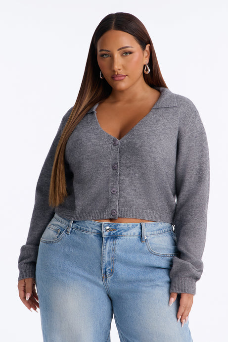 Slowing Down Collar Cropped Cardigan