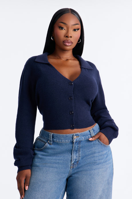 Slowing Down Collar Cropped Cardigan