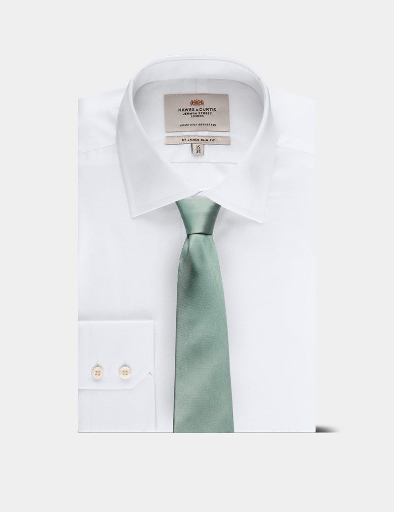 Plain Duck Egg Blue Repp Tie