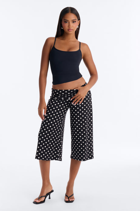 Kiki Polka Dot Low Rise Foldover Gaucho Pant